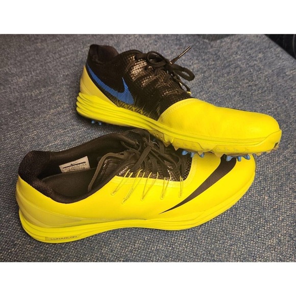 Nike Other - Nike Lunarlon Golf Shoes Mens 11.5 Highlighter Yellow 819037-700 EUC Soft Spikes